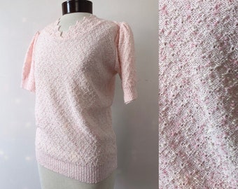 Light Pink Cupcake Knit Sweater • Vintage 80s • Centennial Knits Ltd. • Modern M/L