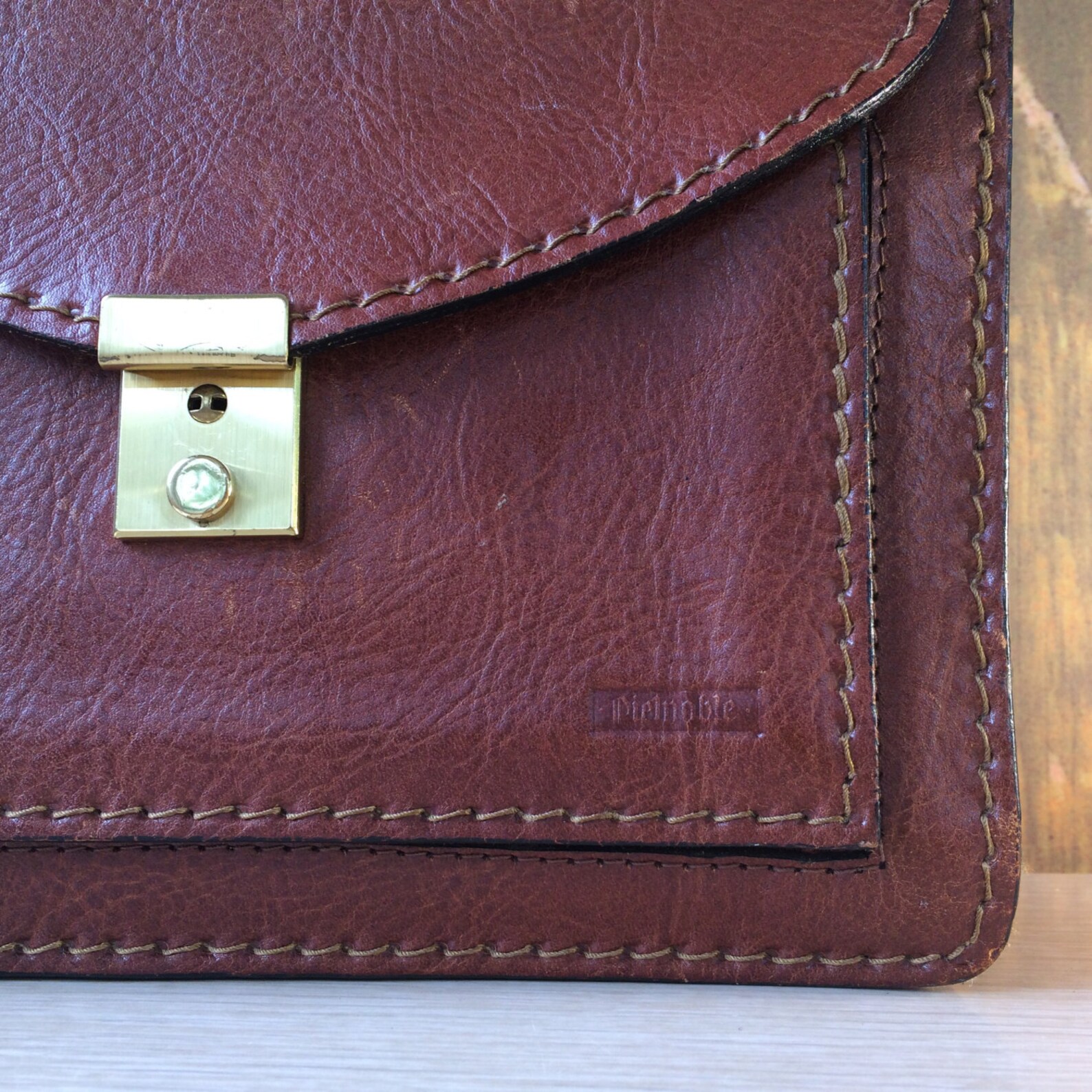 80s Brown Leather Purse Vintage Bag Purse With Wrist Strap Spanish