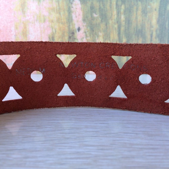 70s Cut Out Leather Belt Small • Vintage Burnt Or… - image 5