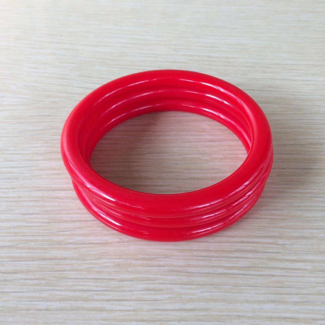 Vintage Red Plastic Bracelet Set 80s Bracelets Red Bangles Retro