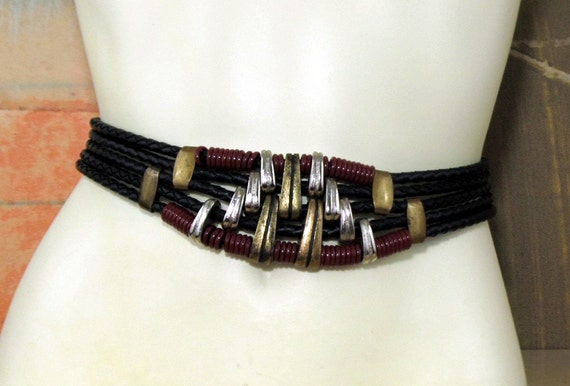 Etched Metal Rope Belt S • Vintage Statement Belt… - image 2