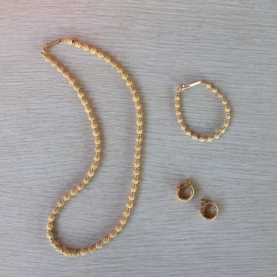 Napier Gold Bead Set • Vintage Necklace Bracelet … - image 2