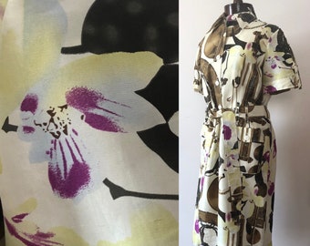 Vintage Silk Floral Print Dress • Marly's News • Modern Size Large