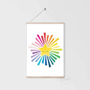 PRINTABLE KIDS PRINT - Rainbow Star and Shooting Star pair | digital file only