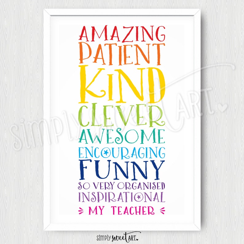 PRINTABLE TEACHER PRINT end of year thank you teacher gift | Etsy