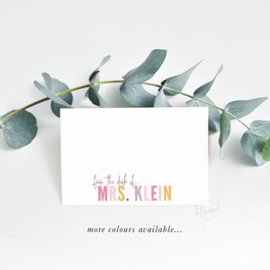 NP106 PRINTED Note Paper Cards | personalized name | colourful bold font | writing set | matching ink + envelopes | A6 set of 10 + env
