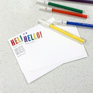 NP121 PRINTED Note Paper Cards | kids colour in | CUSTOM personalised name | fun writing set | bold outline type | A6 set of 10 + envelopes