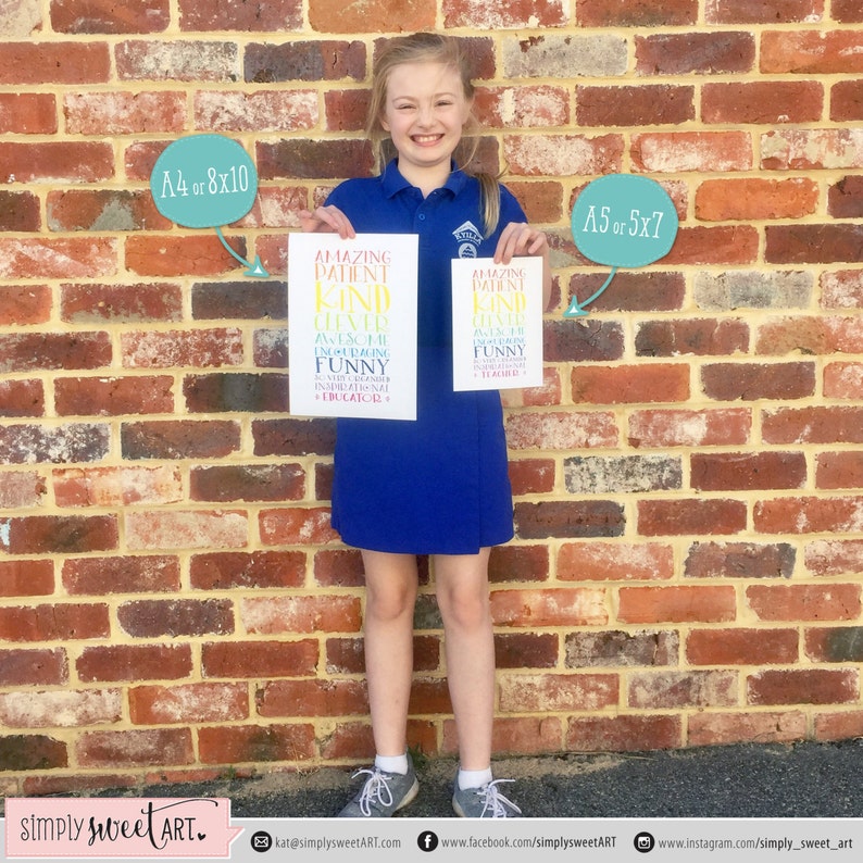 PRINTABLE TEACHER PRINT end of year thank you teacher gift | Etsy
