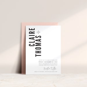 MINIMALIST PRINT DESIGN | Wedding Invites - printable digital modern minimal invite / rsvp reply / details card / note on gifts - any color