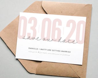 STD011 DIGITAL Save the Date Wedding Announcement - BOLD DATE - printable modern stylish minimal typography - custom colors