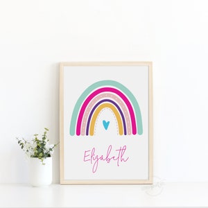PRINT / BOHO RAINBOW leuchtender Name bunt - moderne Kinderwandkunst - Kinderzimmer Baby MädchenZimmer - eco digitale Tinte A5 A4 A3