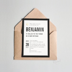 DIGITAL Bar / Bat Mitzvah Invitation - many designs to choose from edited by a real designer | modern minimal printable - custom colors