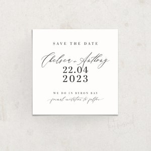 KNAP DESIGN | Save the Date Huwelijksaankondiging - afdrukbaar digitaal bestand elegant chic script voor het moderne paar - aangepaste kleur