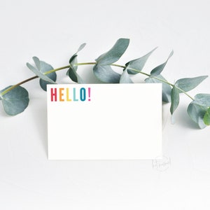 NP116 PRINTED Note Paper Cards | teacher kids gift | HELLO stationery | fun writing set | bold colourful type | A6 set of 10 + envelopes