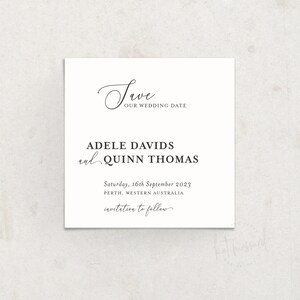 ANGELIC DESIGN / Save the Date Annuncio di nozze - file digitale stampabile elegante script per la coppia moderna - colore personalizzato