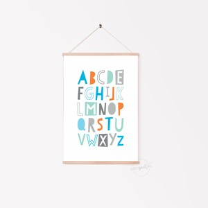 PRINT / POPTYPE ALPHABET tipografia colorida - arte educacional moderna de parede - quarto de bebê infantil - tinta digital ecológica em cartão sustentável A5 A4 A3