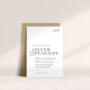REGAL DESIGN | Wedding Invitation - printable digital stylish elegant serif font invite / rsvp reply / details card / wishing well