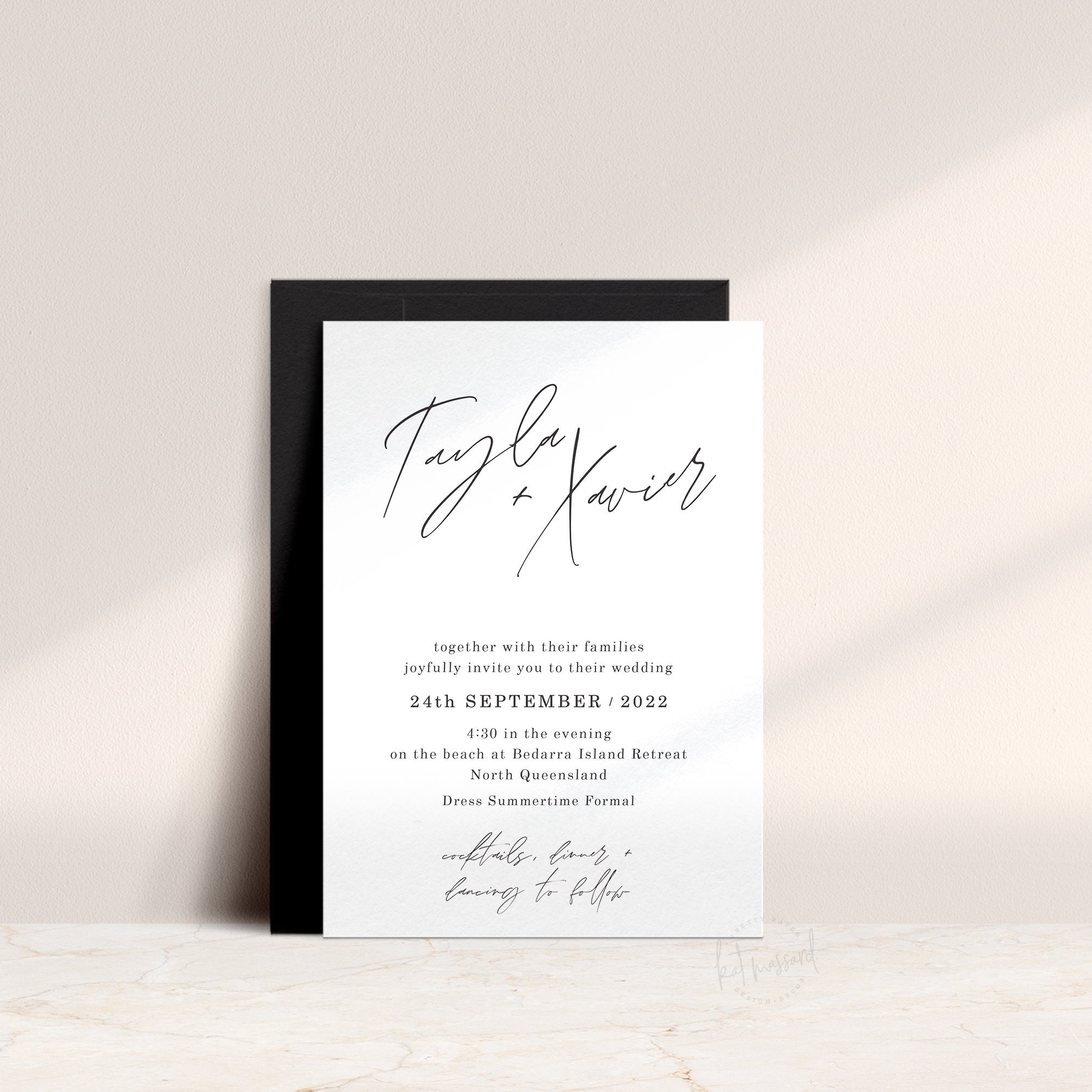 SIGNATURE DESIGN | Wedding Invitation - printable digital modern hand lettered invite / rsvp reply / details insert / professional designer