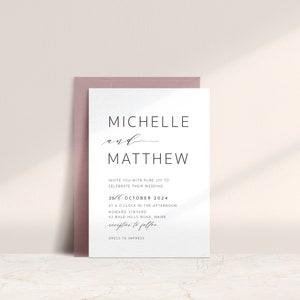 STYLISH DESIGN | Wedding Invitation - printable digital modern minimalist calligraphy invite / rsvp reply / details card / wishing well