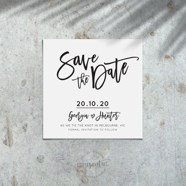 | DESIGN FABULEUX Save the Date Wedding Announcement - fichier numérique imprimable moderne décontracté simple police de caractères lettrés à la main - couleurs personnalisées