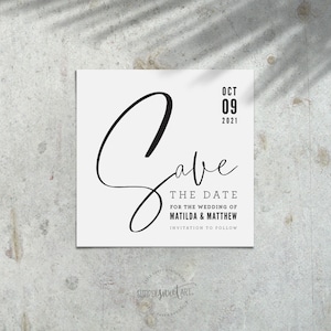 | DE CONCEPTION SINCÈREMENT SCÉNARISÉ Save the Date Wedding Announcement Card - fichier numérique imprimable moderne élégant type minimal - couleurs personnalisées