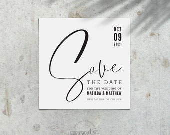 SINCERELY SCRIPTED DESIGN | Save the Date Wedding Announcement Card - printable digital file modern stylish minimal type - custom colors