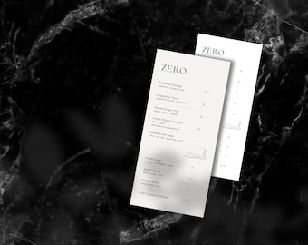 Modello di menu minimalista per bevande analcoliche, lista di cocktail analcolici moderni (download digitale)