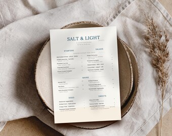 Modello di menu per ristorante modificabile / Design moderno per Canva (Download digitale)