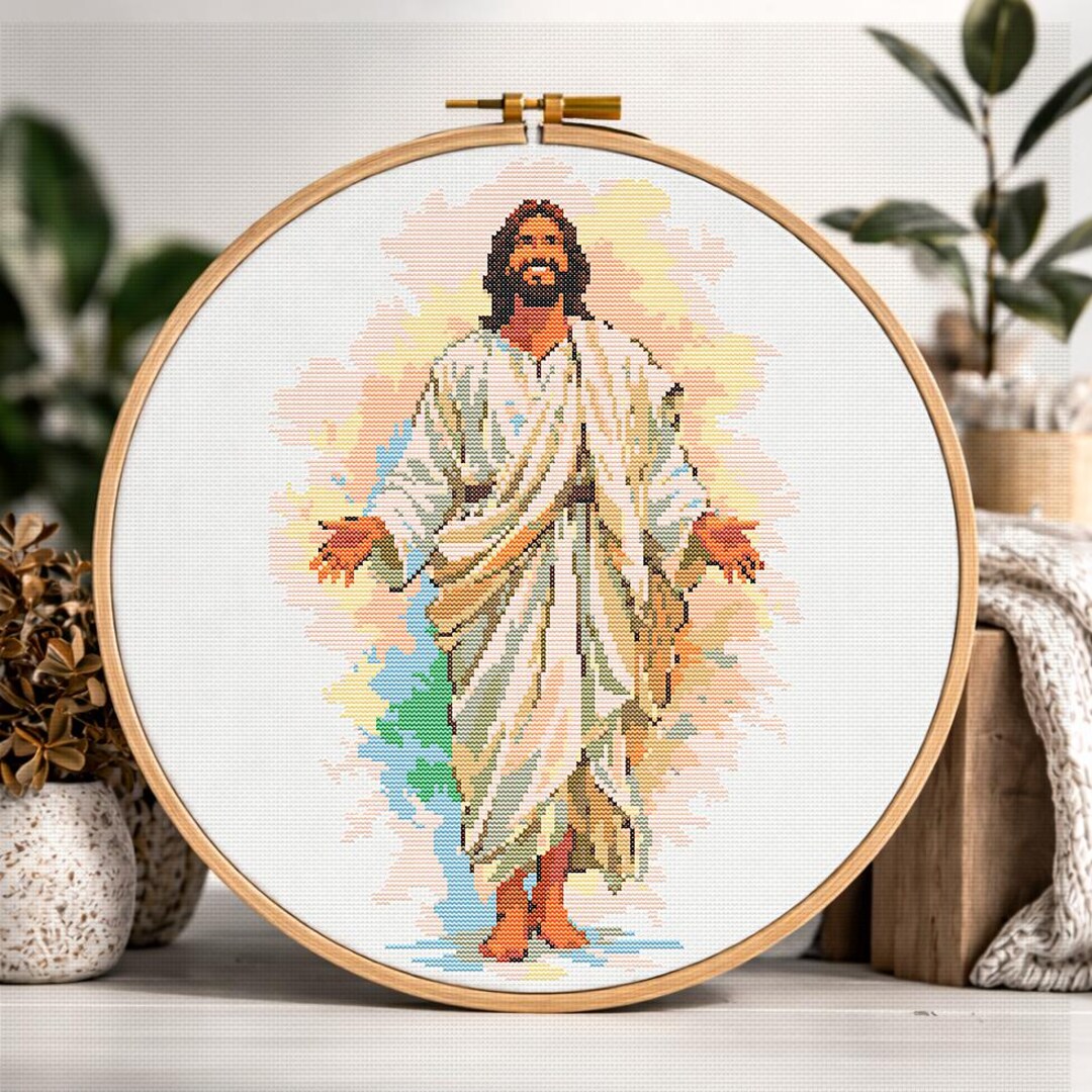Jesus Christ Cross Stitch Pattern, Religious Embroidery Design ...