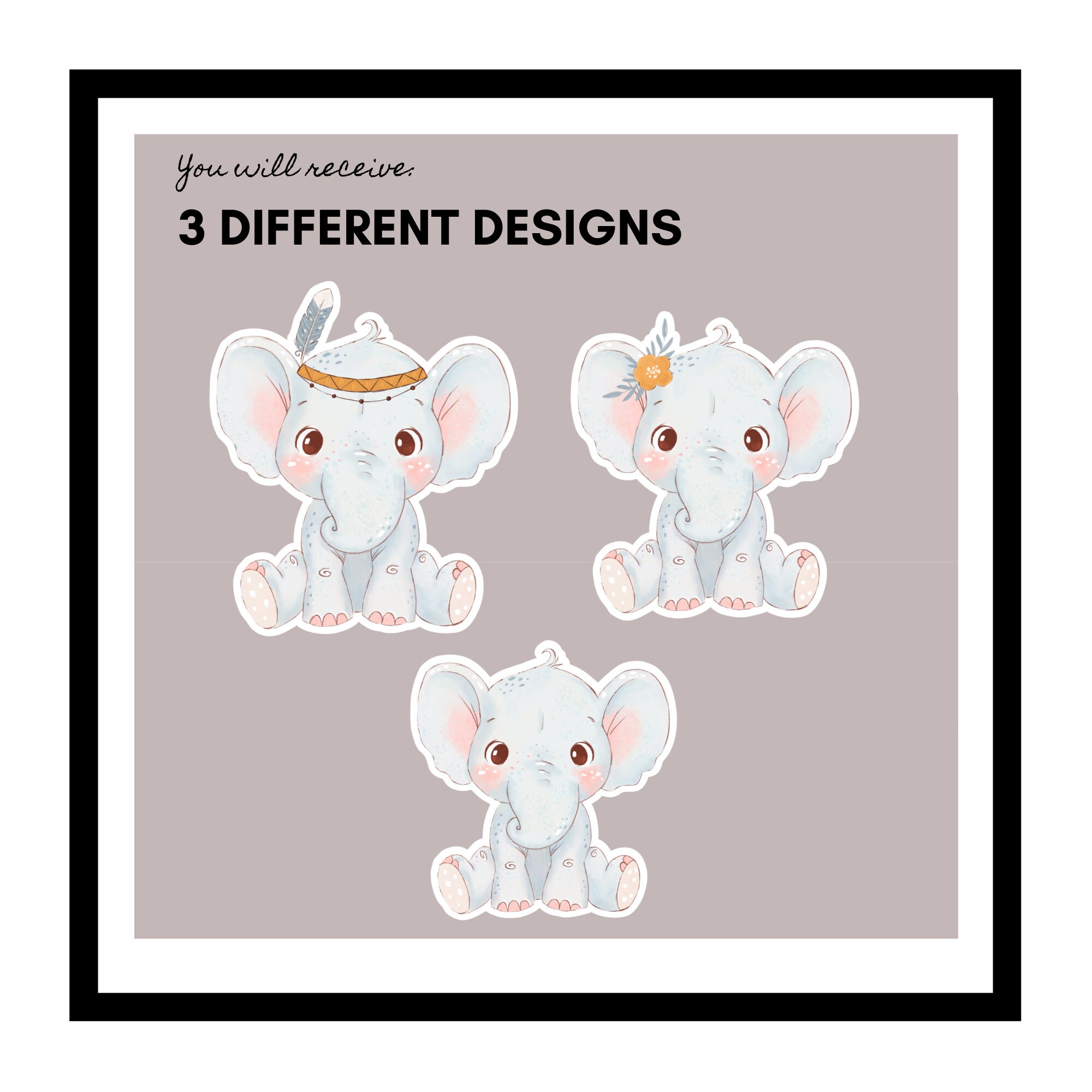 Baby Elephant Sticker Pack Cute Baby Elephant Stickers Etsy