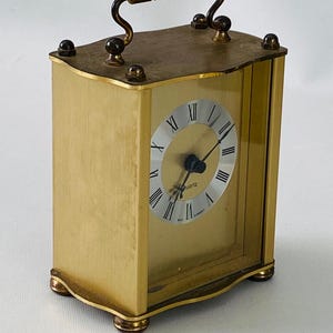 Vintage Hechinger Quartz Tafelklok – West Germany – Messing Carriage Clock – Werkend – Jaren 70