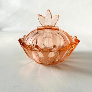 Vintage rosa glasbonbonnière Sonja – VEB Glaswerk Schwepnitz 1953 – Tysk design - Rosaline glas