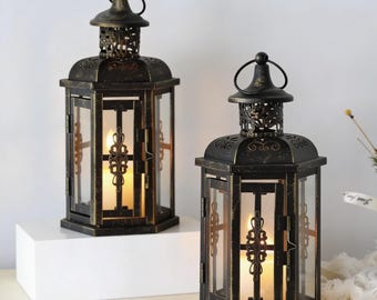 Vintage Metal Lantern Candle Holder, Nordic Style Ambient Lighting