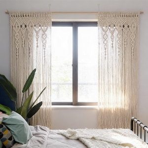 Large Macrame Wall Hanging, Boho Cotton Rope Tapestry, Woven Wall Art Curtain