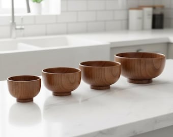Japanese Style Wooden Bowl – Natural Rice & Soup Bowl For Nuts and Snacks