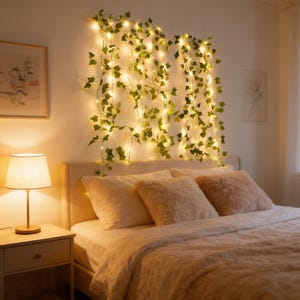 Ivy Leaf Fairy Lights, Vine String Lights, Bedroom Wall Décor, Cozy Dorm Lighting