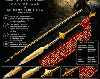 Handmade 21 Carat Gold Plated Leviathan God Of War Ragnarok Draupnir Spear Of Kratos ,