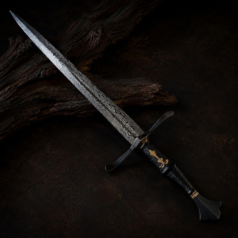 Handmade Damascus Steel Medieval Longsword | European Historical Replica Sword image 6