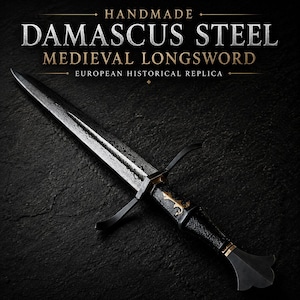 Handmade Damascus Steel Medieval Longsword | European Historical Replica Sword
