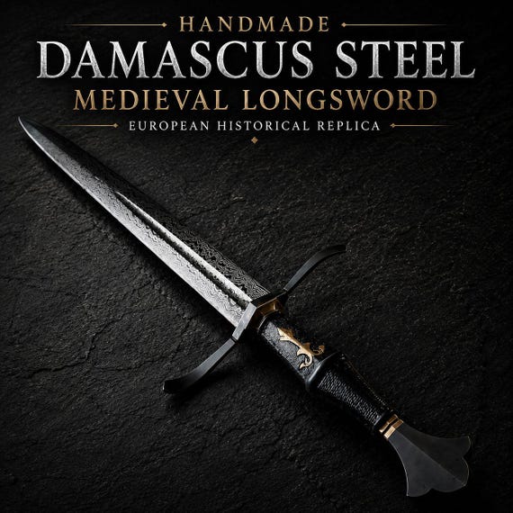 Handmade Damascus Steel Medieval Longsword | European Historical Replica Sword
