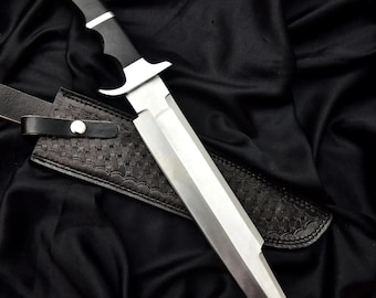 Predator Inspired Handmade  Knife: Carbon Steel Blade, Micarta Handle, Leather Sheath