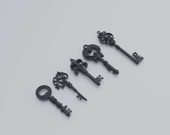 Miniatuur vintage sleutel STL-set - 3D-printbestanden voor poppenhuisminiaturen