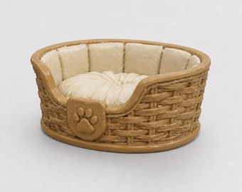 1:12 Miniature Pet Bed Basket STL File, Dog Cat Bed 3D Print, Dollhouse Pet Furniture Model