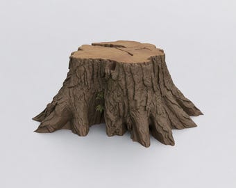 Miniature Cracked Tree Stump STL - Dollhouse Miniature 3D Print File
