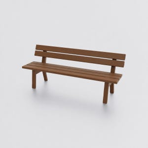 1/12 Simple Wooden Park Bench STL File, Miniature Garden Bench 3D Model