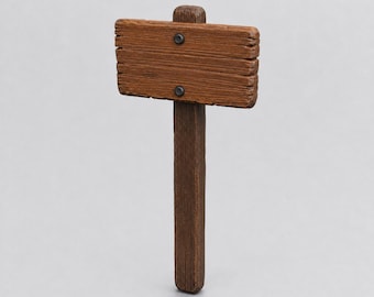 Miniature Rustic Wooden Signpost STL - 1:12 Dollhouse Miniature 3D Print File