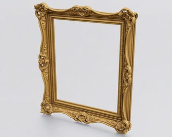 Miniature Ornate Baroque Picture Frame STL - 1:12 Dollhouse Miniature 3D Print File