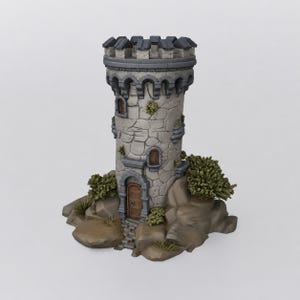 Torre di guardia medievale rotonda in miniatura STL - File di stampa 3D in miniatura per casa delle bambole