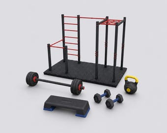 Miniature Gym Equipment STL Set - Dollhouse Miniatures 3D Print Files