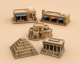 Miniature Ancient Desert Architecture Terrain STL Set - Dollhouse Miniatures 3D Print Files